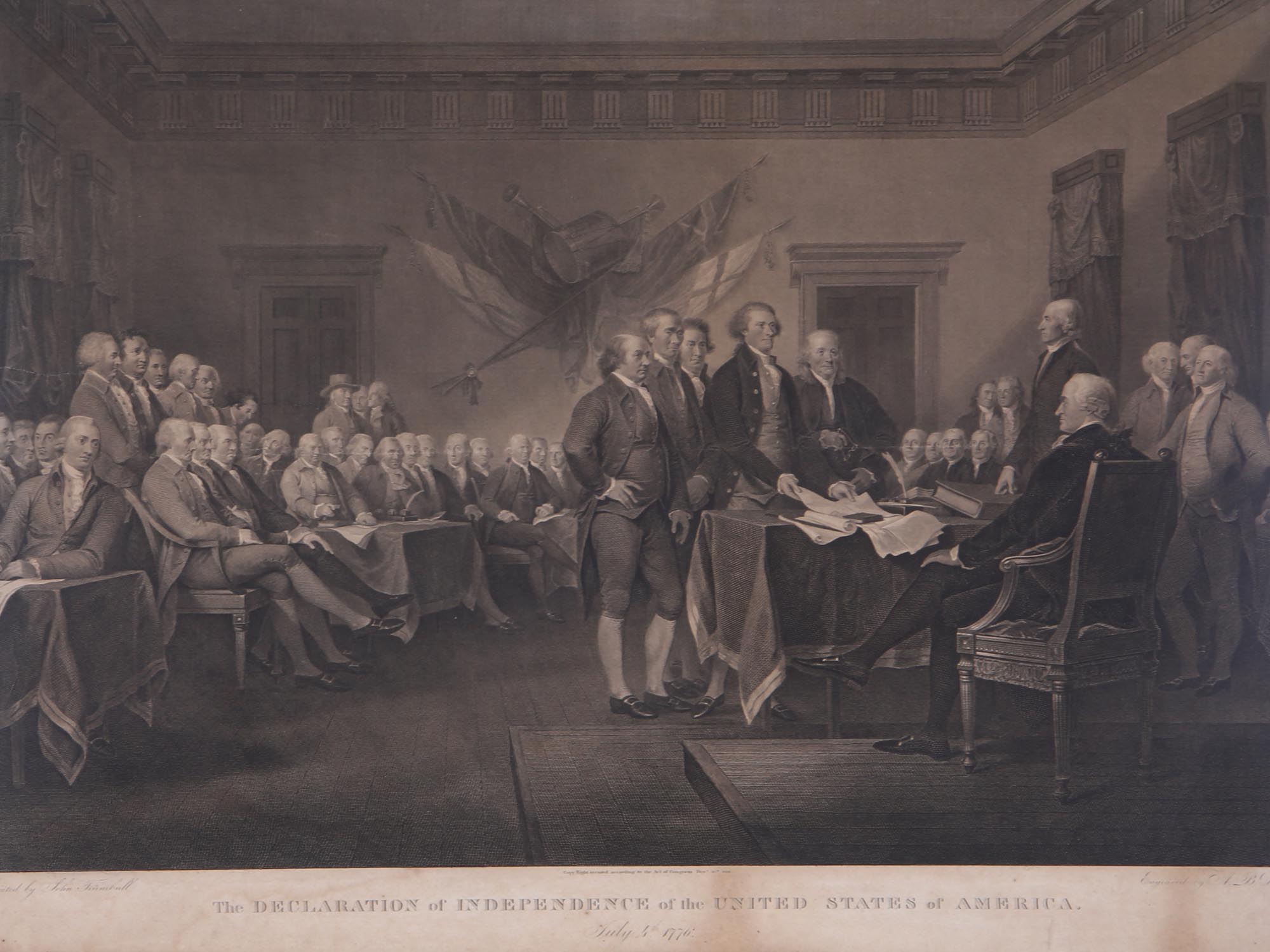 ANTIQUE ENGRAVING DECLARATION AFTER JOHN TRUMBULL PIC-1